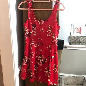 Divided Red Floral Mini Dress